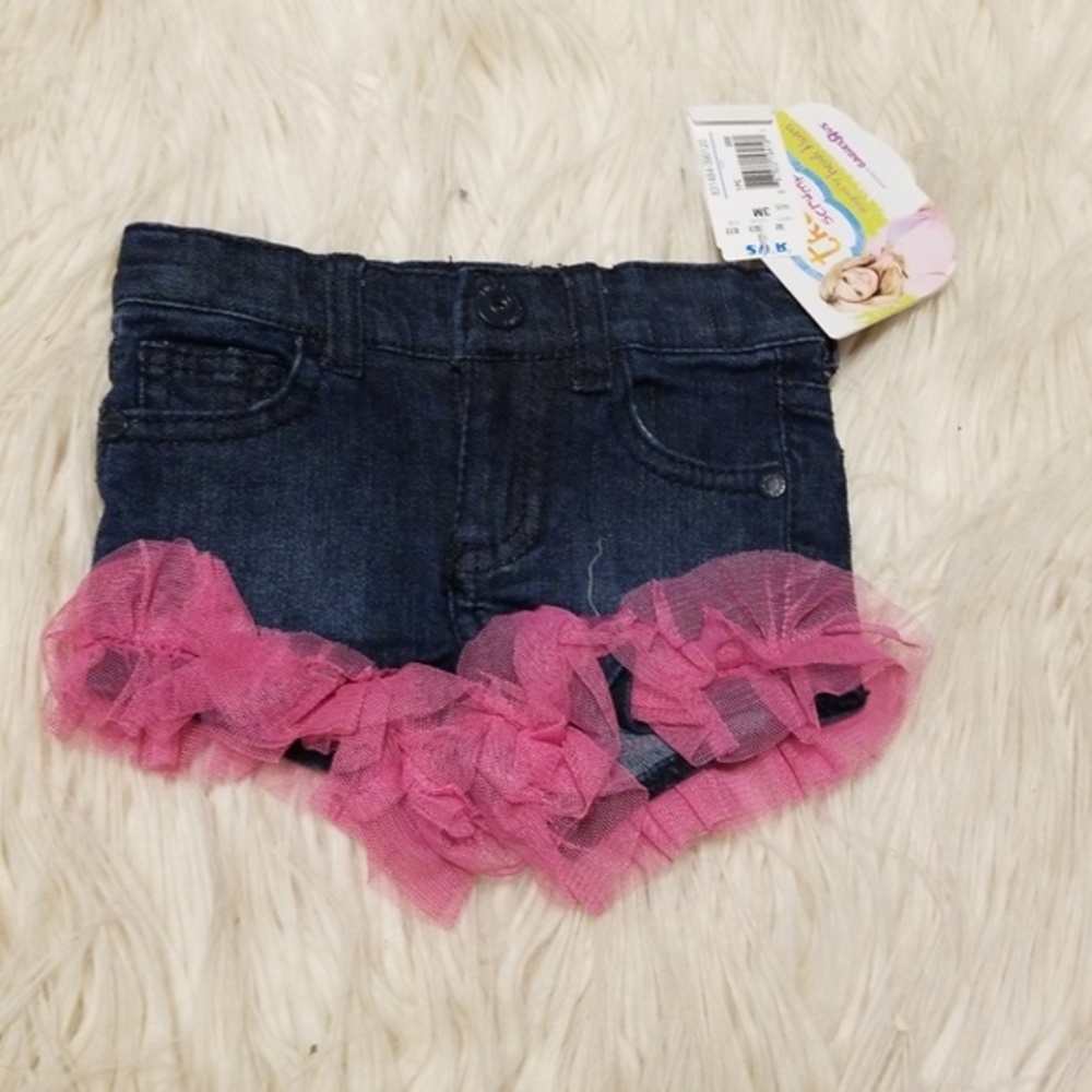 Jean cut offs with fuscia lace bottom